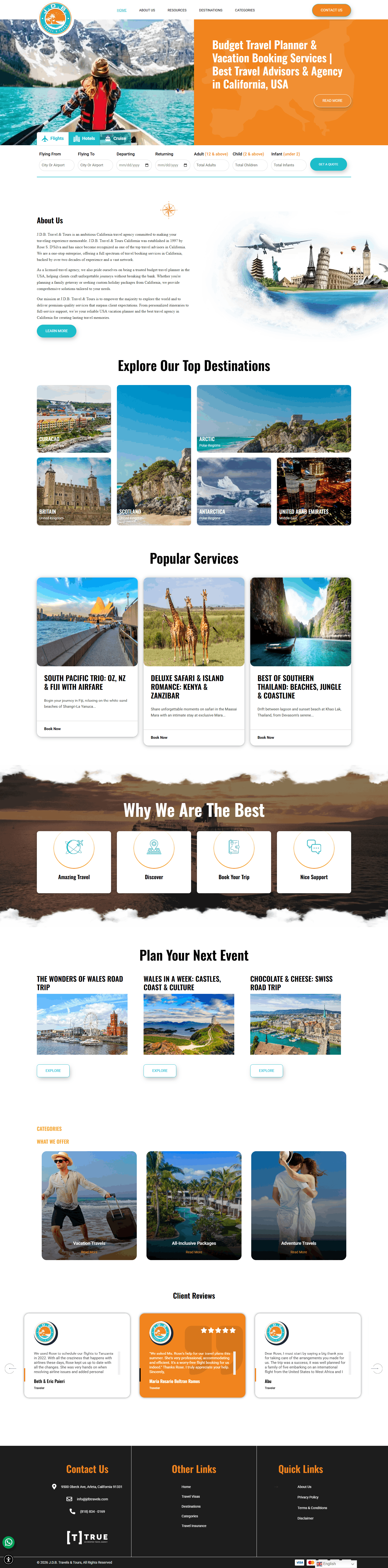 JDB Travels homepage